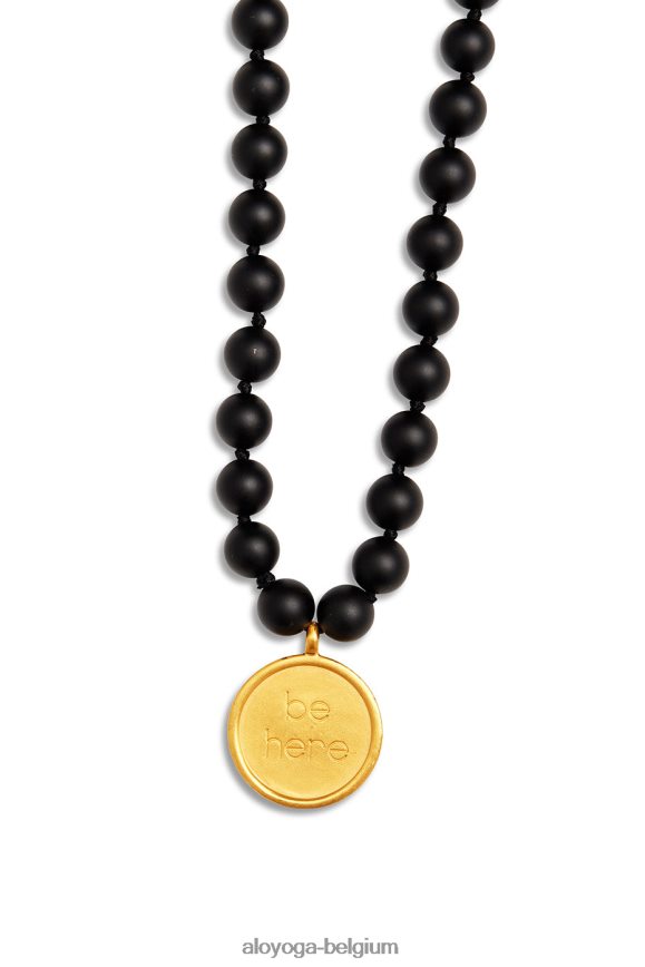 accessoires noir mat femmes TF6J8D1032 Alo Yoga collier mala en onyx noir