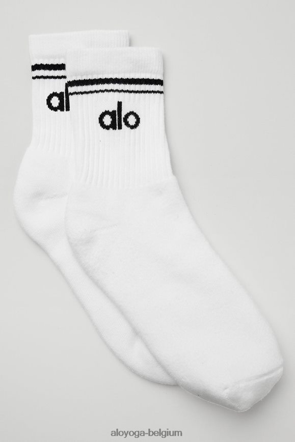 accessoires blanc noir femmes TF6J8D933 Alo Yoga chaussette rétro à demi-équipage
