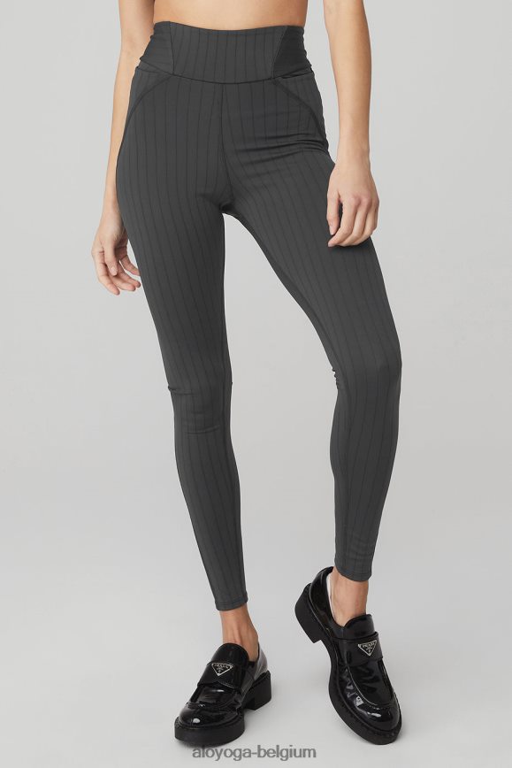 bas anthracite/noir femmes TF6J8D174 Alo Yoga legging taille haute extrême en jacquard à fines rayures