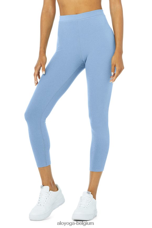bas ciels bleus femmes TF6J8D1275 Alo Yoga legging 7/8 Blissful taille haute côtelé