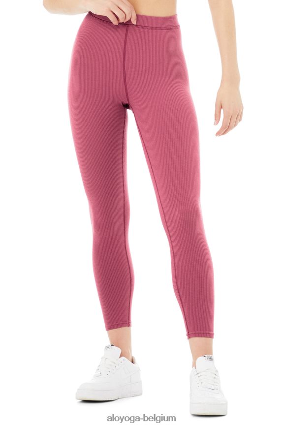 bas sorbet à la framboise femmes TF6J8D1274 Alo Yoga legging 7/8 Blissful taille haute côtelé