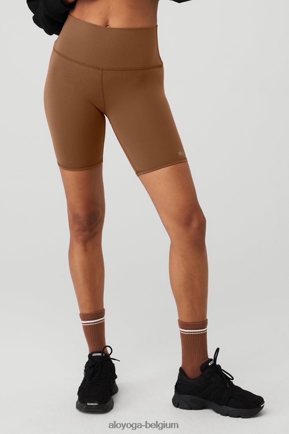 bas brun cannelle femmes TF6J8D218 Alo Yoga Short motard taille haute 7''