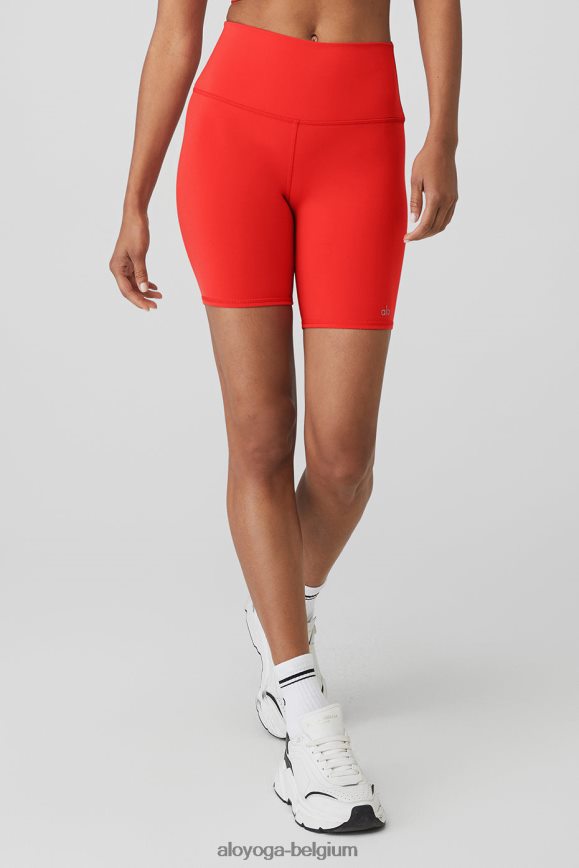 bas été rouge et chaud femmes TF6J8D216 Alo Yoga Short motard taille haute 7''