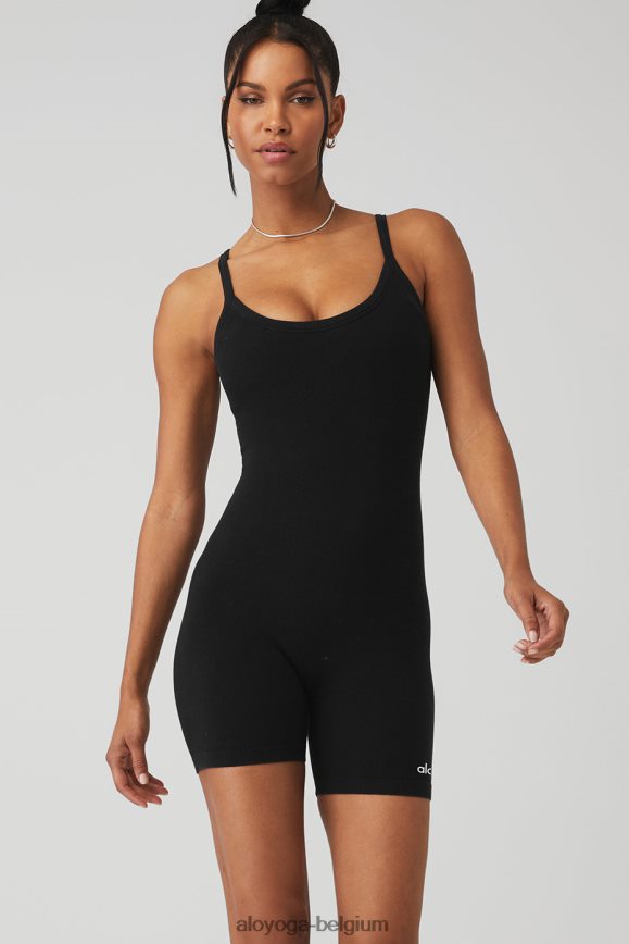 vêtements noir femmes TF6J8D924 Alo Yoga combinaison douce côtelée sans couture