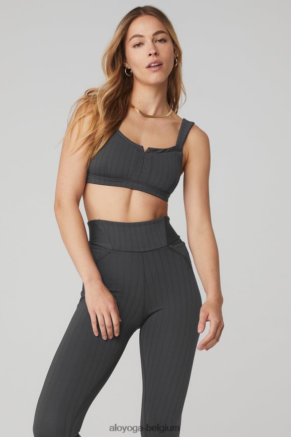 vêtements anthracite/noir femmes TF6J8D582 Alo Yoga soutien-gorge Captivate en jacquard à fines rayures