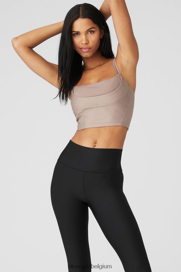 vêtements taupe femmes TF6J8D498 Alo Yoga débardeur soutien-gorge déesse rue airlift