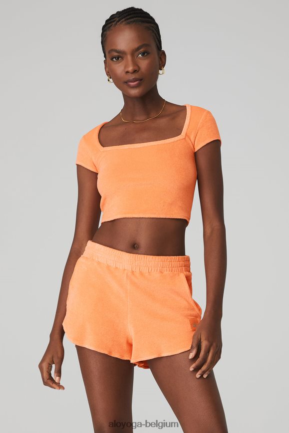 vêtements cantaloup femmes TF6J8D1152 Alo Yoga manches courtes en bord de plage en éponge