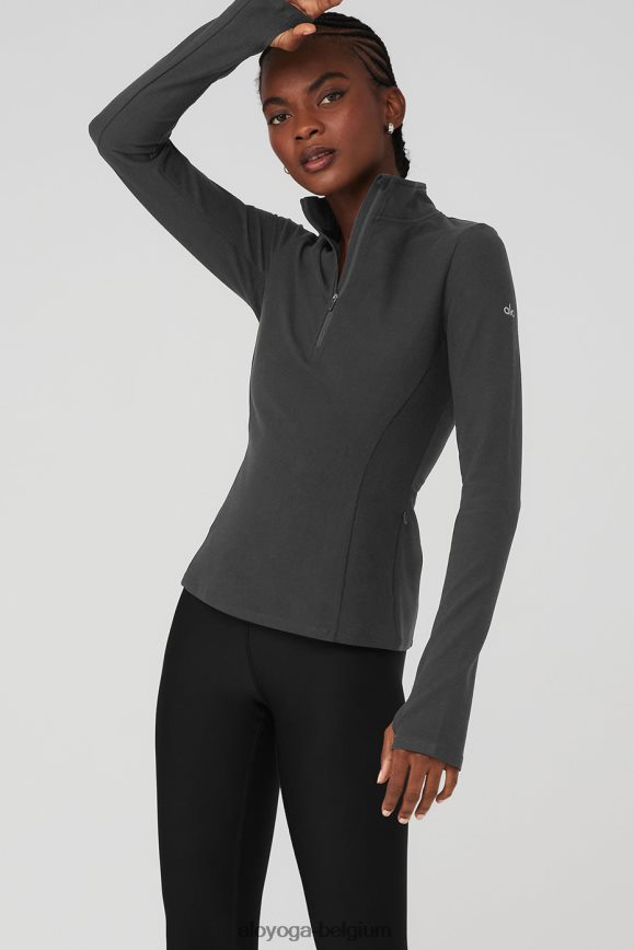 vêtements anthracite femmes TF6J8D669 Alo Yoga alosoft pull rapide 1/2 zip