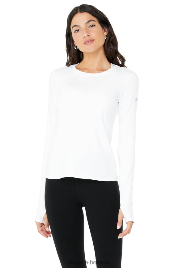 vêtements blanc femmes TF6J8D653 Alo Yoga alosoft finesse manches longues