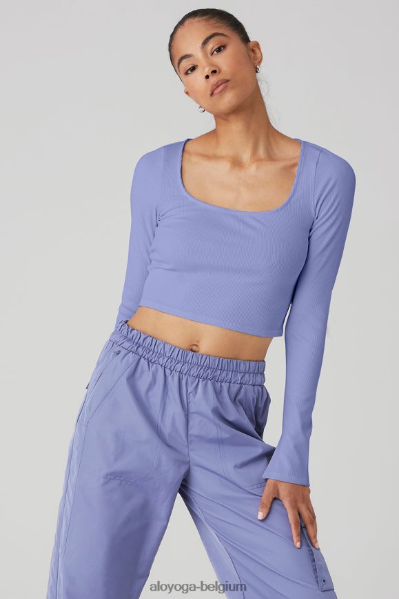 vêtements bleu infini femmes TF6J8D641 Alo Yoga alosoft - haut côtelé à manches longues