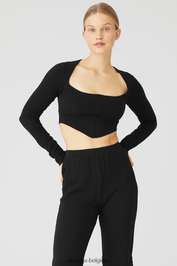 vêtements noir femmes TF6J8D654 Alo Yoga manches longues à sculpture douce