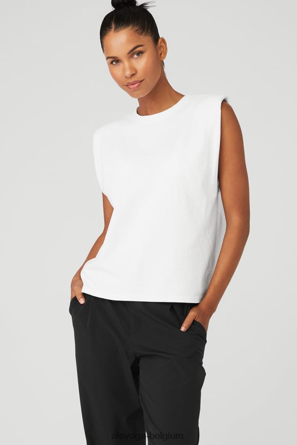 vêtements blanc femmes TF6J8D330 Alo Yoga t-shirt sans manches à épaulettes