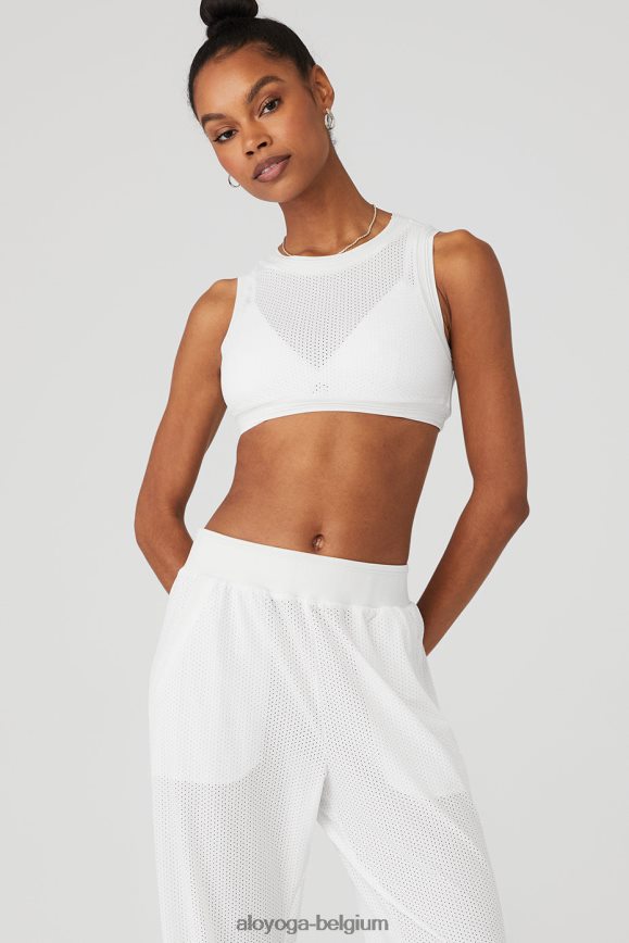 vêtements blanc femmes TF6J8D332 Alo Yoga débardeur soutien-gorge all-star en maille