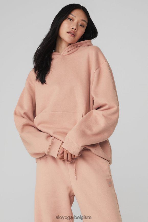 vêtements Argile molle femmes TF6J8D1230 Alo Yoga sweat à capuche épais de renommée