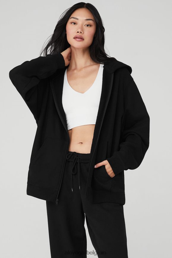vêtements noir femmes TF6J8D832 Alo Yoga sweat à capuche zippé épais de renommée