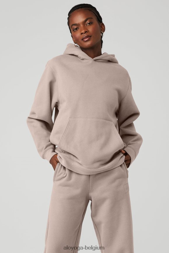 vêtements taupe femmes TF6J8D801 Alo Yoga sweat à capuche épais de renommée