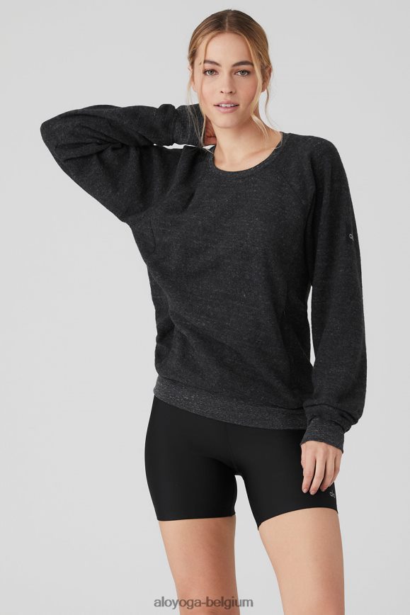vêtements trimélange noir anthracite femmes TF6J8D823 Alo Yoga sweat à col ras du cou Triumph