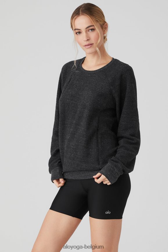 vêtements trimélange noir anthracite femmes TF6J8D823 Alo Yoga sweat à col ras du cou Triumph