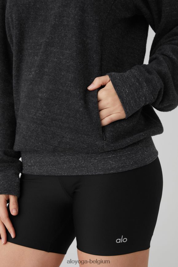vêtements trimélange noir anthracite femmes TF6J8D823 Alo Yoga sweat à col ras du cou Triumph