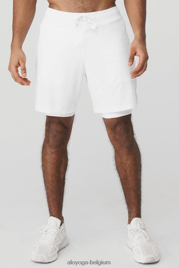 bas blanc Blanc Hommes TF6J8D1325 Alo Yoga 7'' unité 2-en-1 court