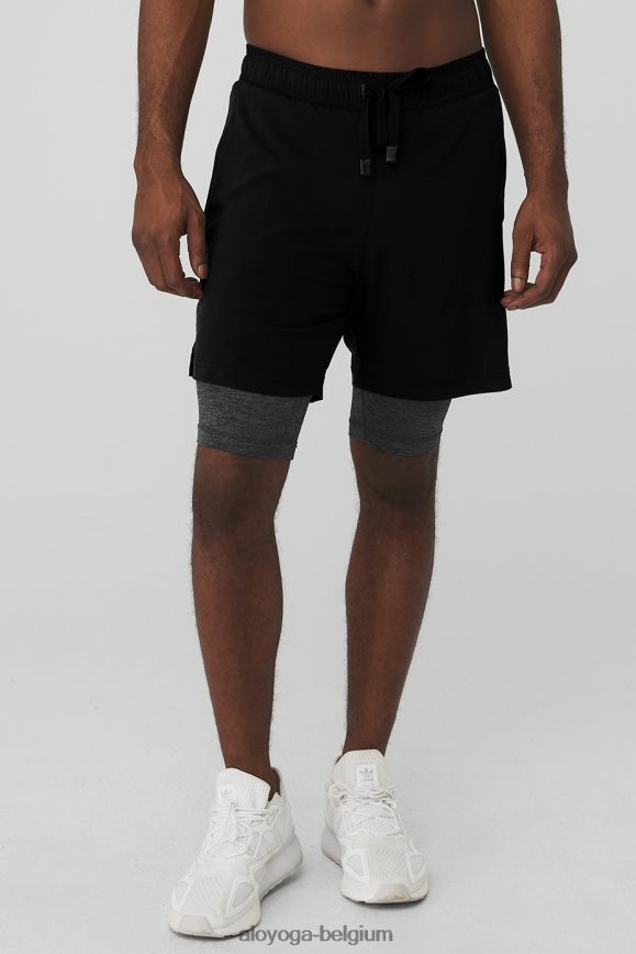 bas noir/gris foncé chiné Hommes TF6J8D1326 Alo Yoga 7'' unité 2-en-1 court