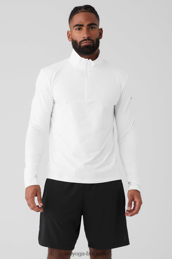 hauts blanc Hommes TF6J8D1318 Alo Yoga conquérir 1/4 zip réforme manches longues