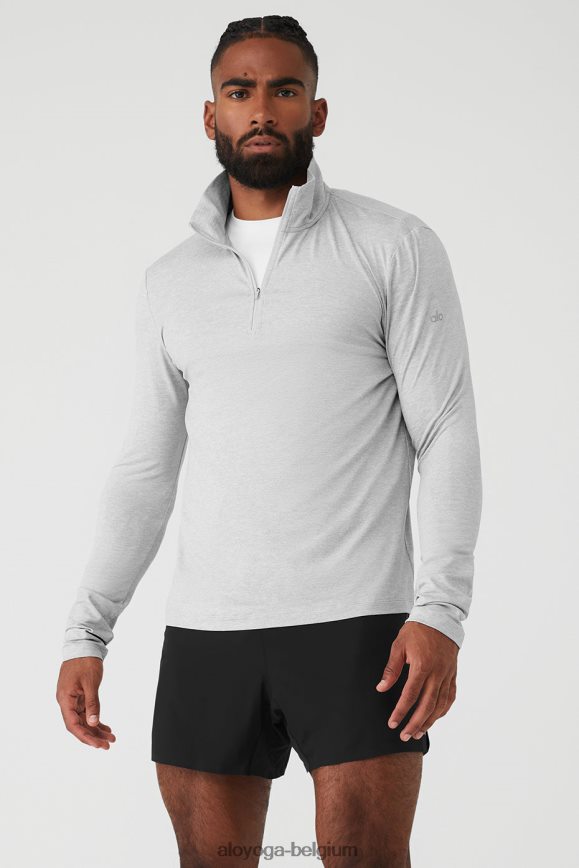 hauts gris chiné athlétique Hommes TF6J8D1321 Alo Yoga conquérir 1/4 zip réforme manches longues