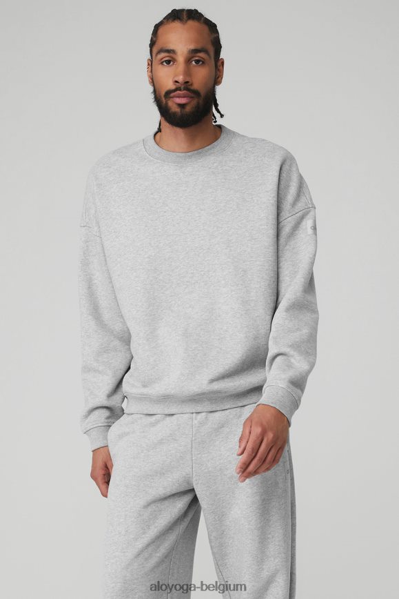 hauts gris chiné athlétique Hommes TF6J8D1596 Alo Yoga pull à col rond épais de renommée