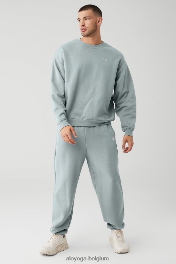 hauts gris cosmique Hommes TF6J8D1619 Alo Yoga ensemble pull à col ras du cou et pantalon de survêtement accolade