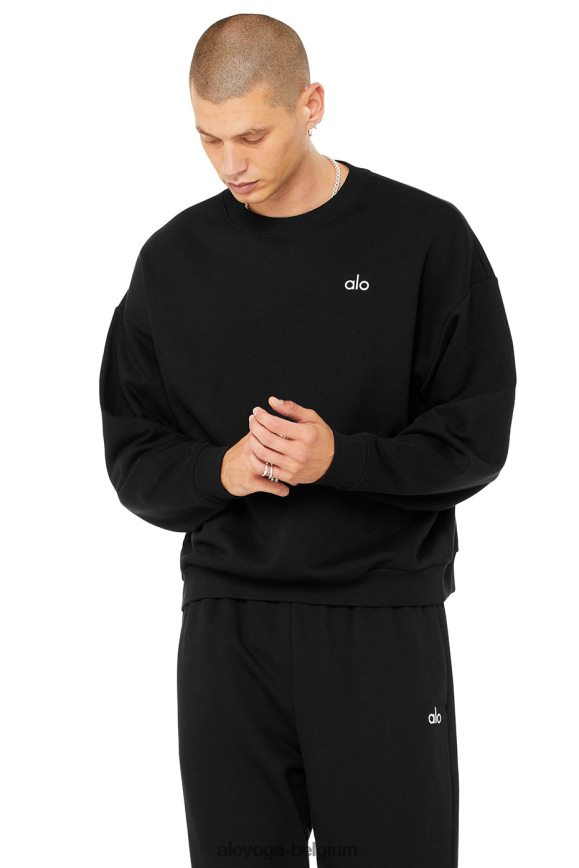 hauts noir Hommes TF6J8D1446 Alo Yoga pull ras du cou accolade
