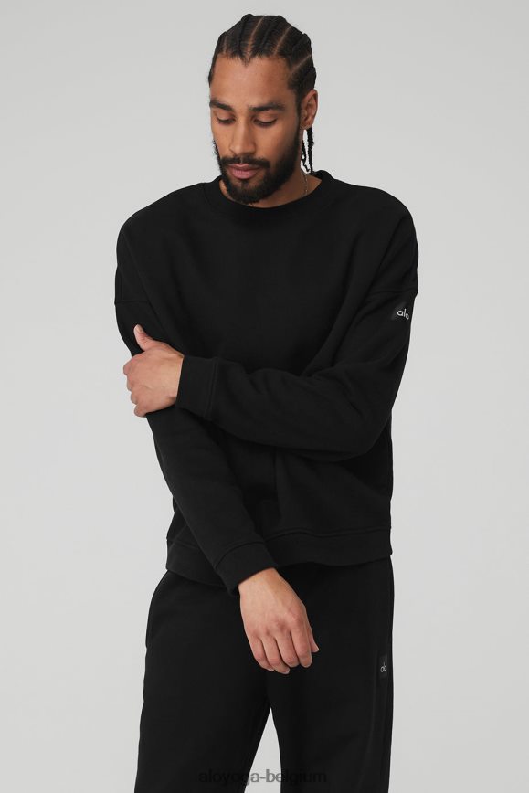 hauts noir Hommes TF6J8D1597 Alo Yoga pull à col rond épais de renommée