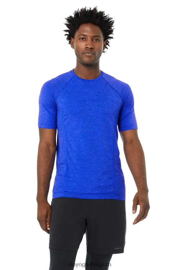hauts alo bleu Hommes TF6J8D1811 Alo Yoga amplifier le t-shirt à manches courtes sans couture