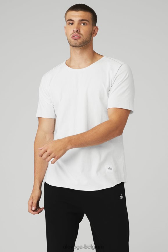 hauts blanc Hommes TF6J8D1379 Alo Yoga t-shirt à col rond de la société