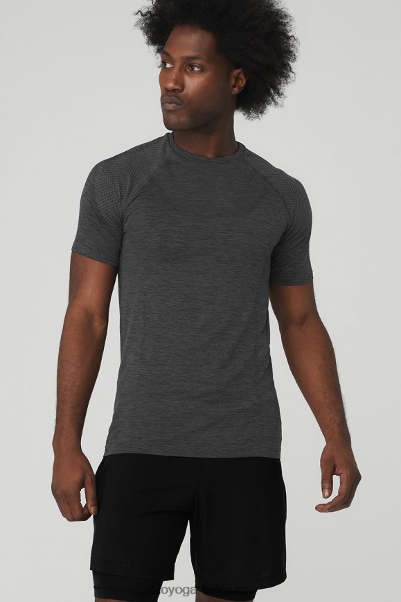 hauts bruyère noire Hommes TF6J8D1809 Alo Yoga amplifier le t-shirt à manches courtes sans couture