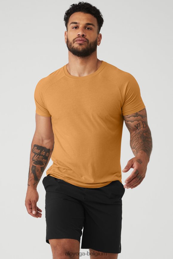 hauts caramel au beurre Hommes TF6J8D1297 Alo Yoga le t-shirt à col rond Triumph