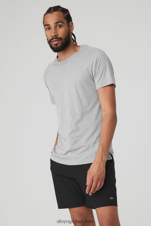 hauts gris chiné athlétique Hommes TF6J8D1290 Alo Yoga le t-shirt à col rond Triumph