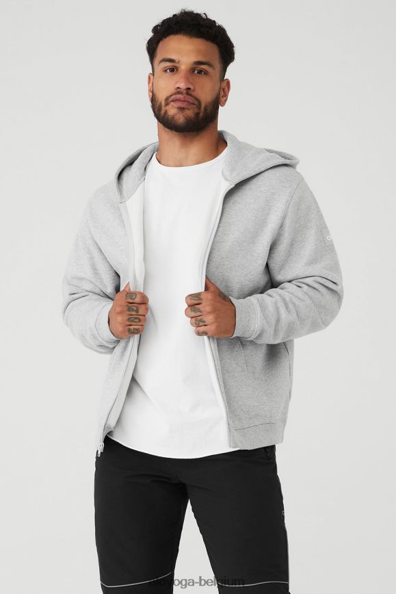 vêtements d'extérieur gris chiné athlétique Hommes TF6J8D1421 Alo Yoga sweat à capuche zippé épais de renommée