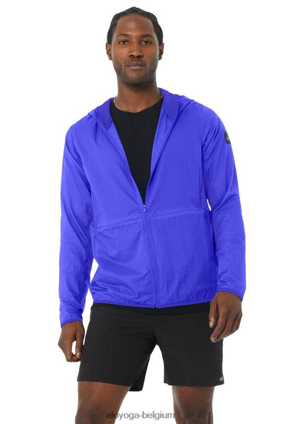 vêtements d'extérieur alo bleu Hommes TF6J8D1777 Alo Yoga répéter la veste de course