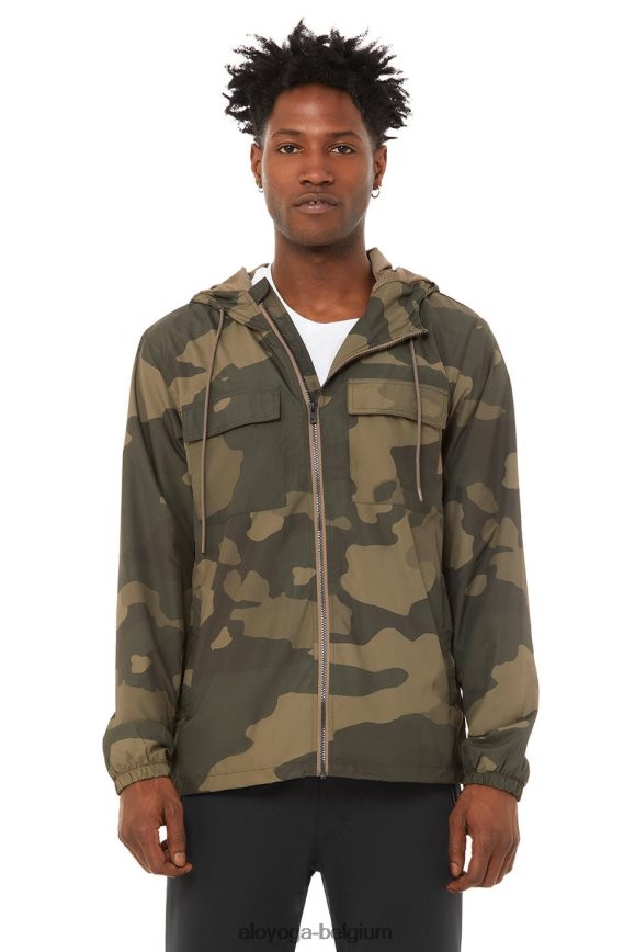 vêtements d'extérieur camouflage branche d'olivier Hommes TF6J8D1681 Alo Yoga veste de foulée