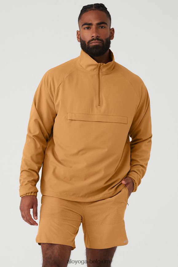 vêtements d'extérieur caramel au beurre Hommes TF6J8D1438 Alo Yoga veste ripstop à 1/4 zip sur l'ensemble